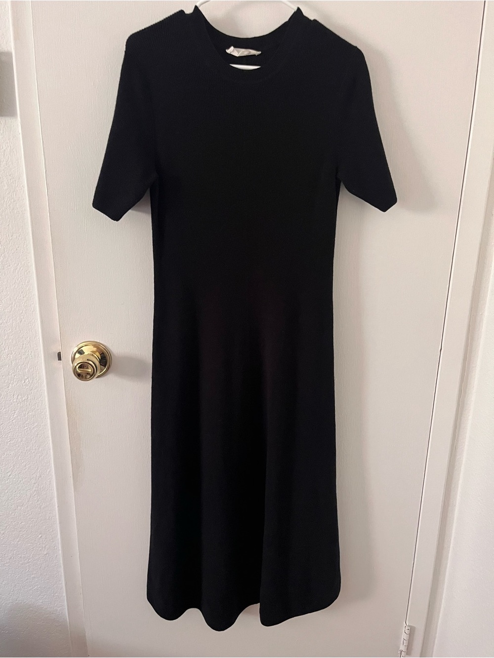 Everlane The Ribbed Sweater Dress Black Organic Cotton Merino Knit Size Large - Picture 2 of 10